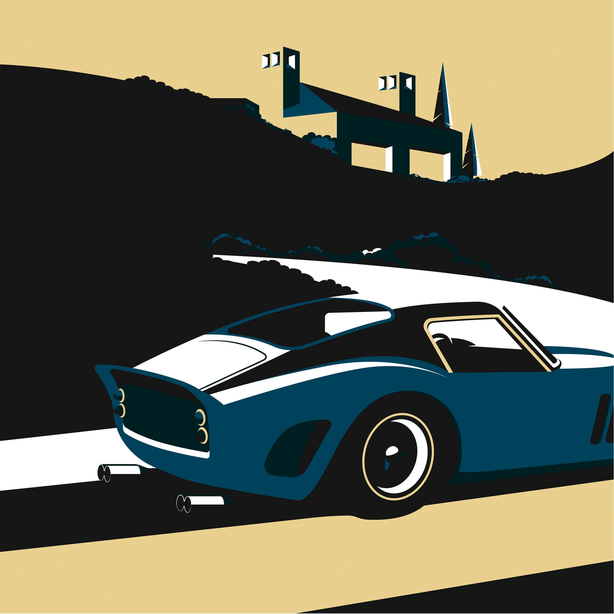 Ferrari 250 GTO Cartoon Poster | Colors of Speed
