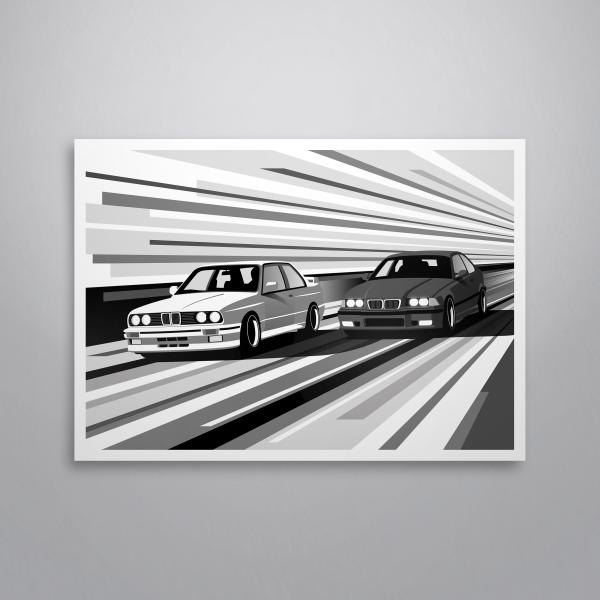 BMW e30 vs e36 - Automotive Prints
